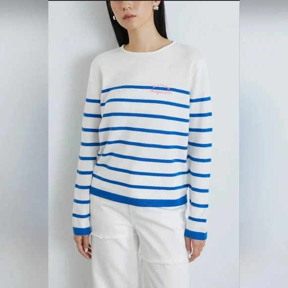 Maison Marguerite Striped Pullover Lightweight Sweater Size Medium Spring - Picture 1 of 8